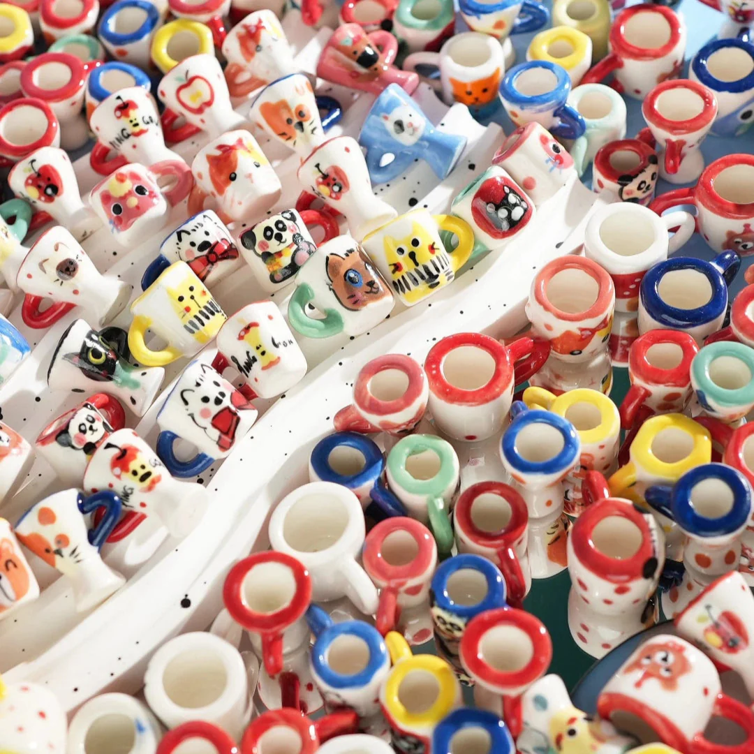 Hand-made Ceramic Mini Cup Blind Bags for Keychain  - Open in live - Image 3