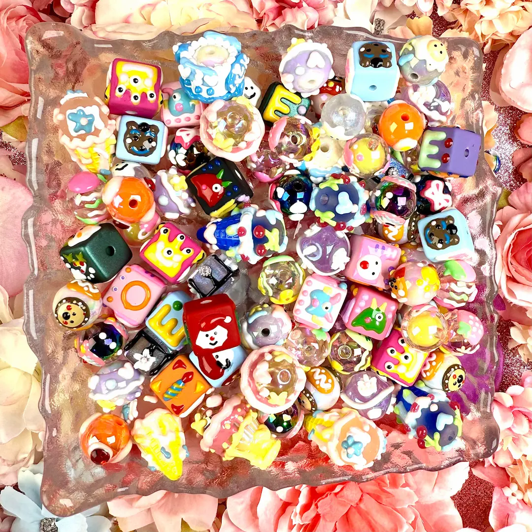 Hand-Painted Beads Blind Bags for Beadable Pen/Key Chain - Open in live - Image 2